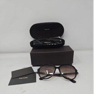 Vintage Tom Ford MILENA Round Sunglasses + Case Box Papers Cloth 343 Italy Black